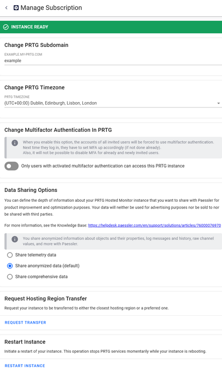 Manage Subscription