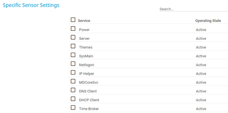 Specific Sensor Settings Specific Sensor Settings